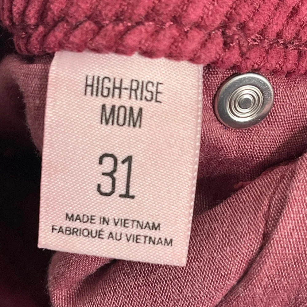 BDG UO‎ High Rise Corduroy Mom Jeans Womens 31 Red Fall Boho Preppy 100% Cotton